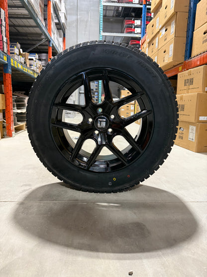 (SET OF FOUR) Touren TR79 17x8 5x114.3 +35 Gloss BLK | 225/65r17 Haida HD677 Winter