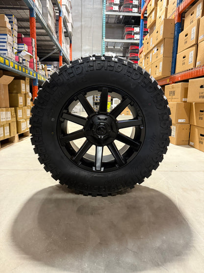 (SET OF FOUR) Fuel Contra 18x9 6x135/139.7 +1 Matte BLK | 33x12.50r18 Haida 869 M/T 3PMS