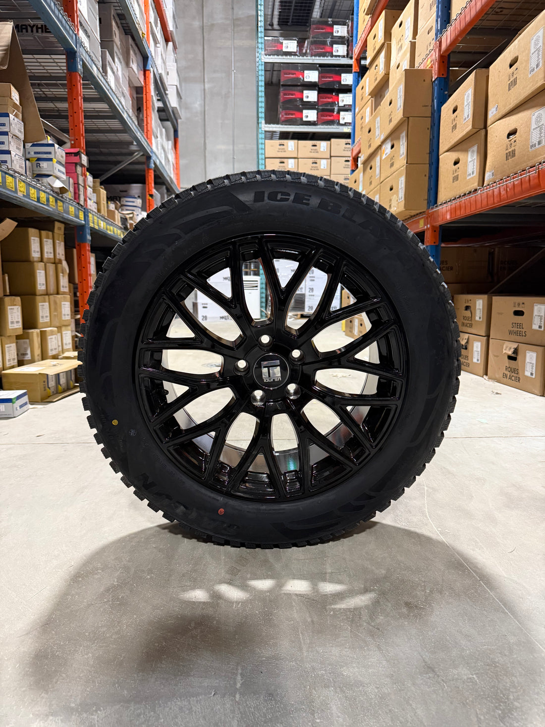 (SET OF FOUR) Touren TR76 18x8 5x114.3 +35 Gloss BLK | 225/60r18 Sailun Iceblazer WSTX