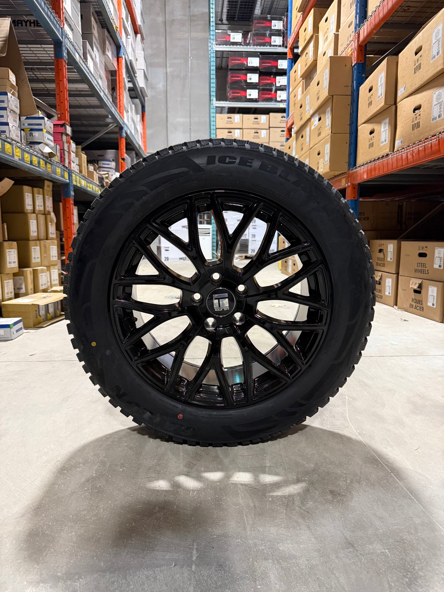 (SET OF FOUR) Touren TR76 18x8 5x114.3 +35 Gloss BLK | 225/60r18 Sailun Iceblazer WSTX