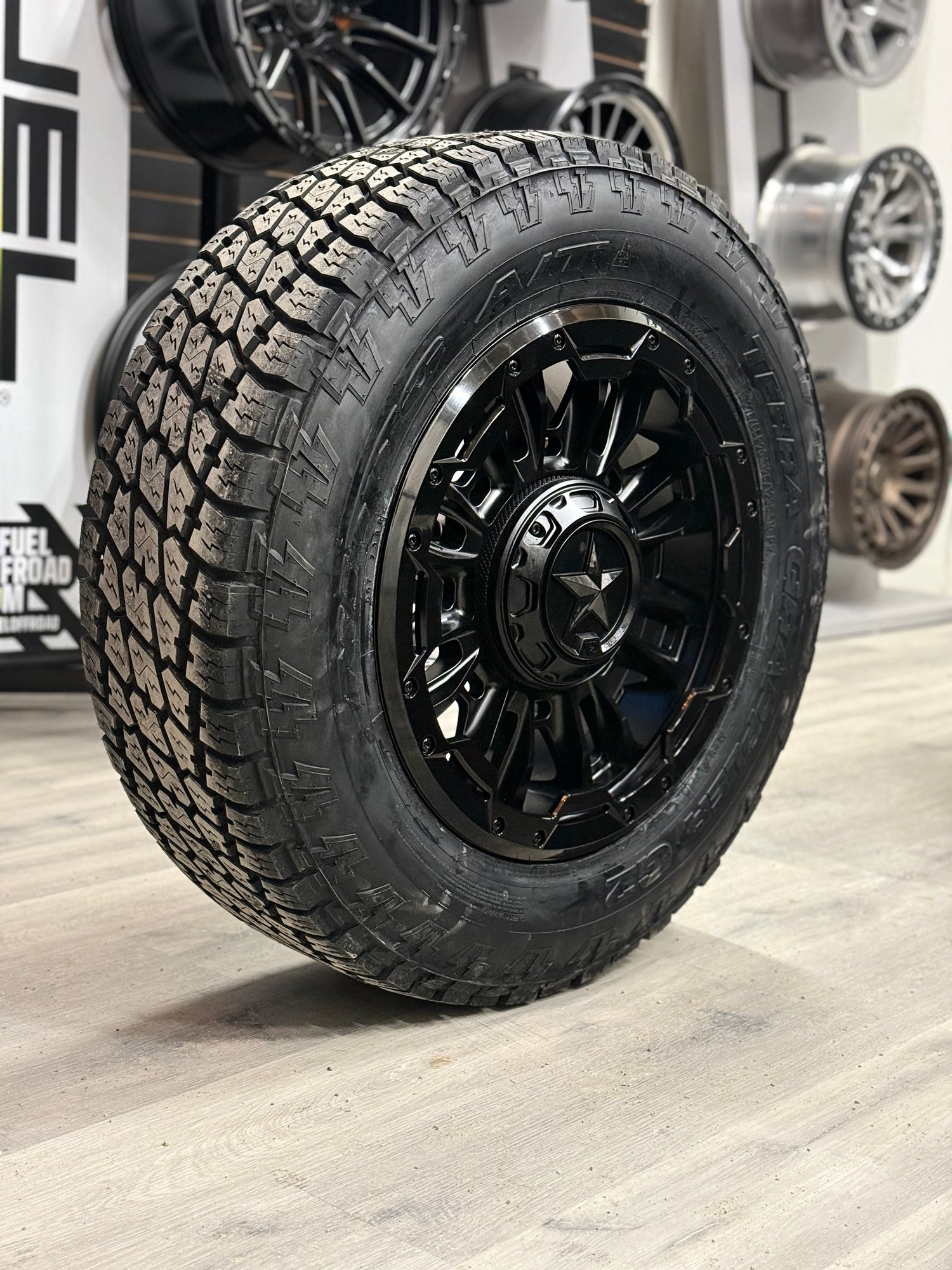 (SET OF FOUR) XD BOMBER MATTE BLK WITH GLOSS BLK RING 20X9 8X165.1 +20 125.1MM | LT 275/65R20 NITTO G2 3PMS ( Floating caps )