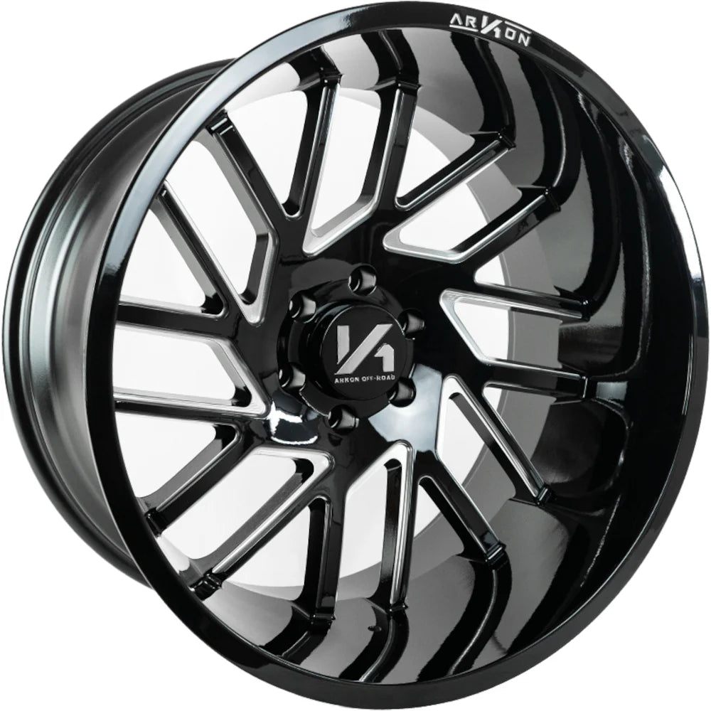 ARKON MANDELA 20X10 6X139.7 -25 106.1MM GLOSS BLACK MILLED  ** LEFT**