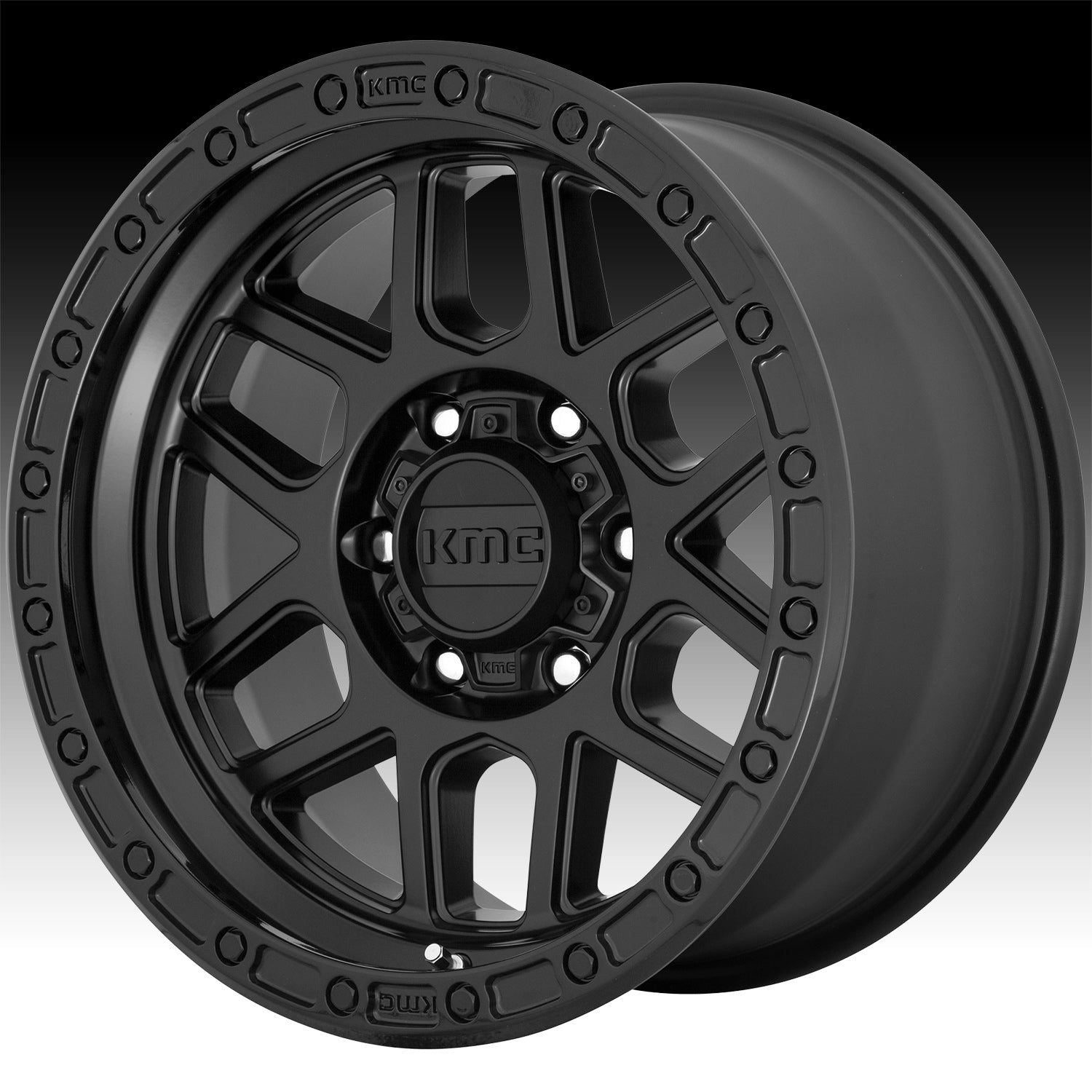 KMC KM544 MESA SATIN BLACK W/ GLOSS BLACK LIP 17X8.5 0 6X139.7 106.1MM