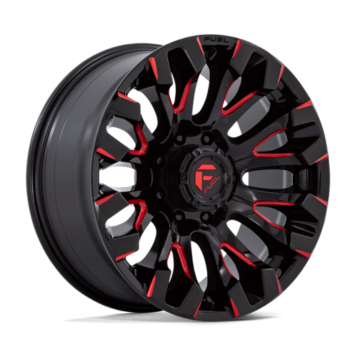 FUEL QUAKE 20X10 -18 6X139.7 106 GLOSS BLACK MILLED RED TINT