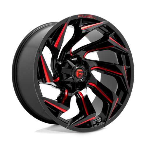 FUEL REACTION 18X9 +1 5X139.7/5X150 110.2 GLOSS BLACK MILLED W/ RED TINT