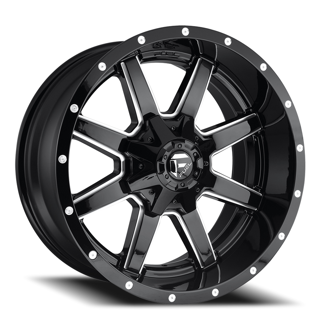 FUEL MAVERICK 20X10 -18 8X165.1 125.1 GLOSS BLK MILL ( TXT FOR CLEARANCE PRICING *** )