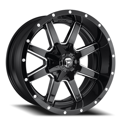 FUEL MAVERICK 20X10 -18 8X165.1 125.1 GLOSS BLK MILL ( TXT FOR CLEARANCE PRICING *** )