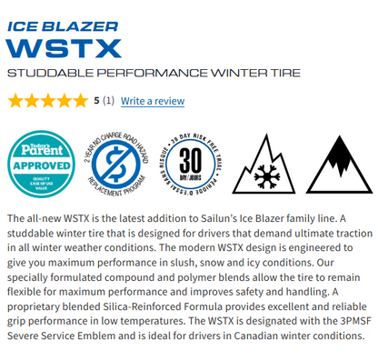 215/60R17 SAILUN ICEBLAZER WSTX BSW (Studdable)