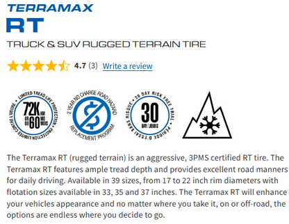 LT 35x12.50R17 SAILUN TERRAMAX RT 3PMS 10PR