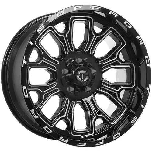 TIS 560 GLOSS BLACK MILLED EDGE 20X10 -25 8X165.1 125.2mm