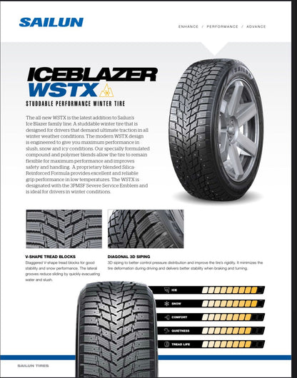 185/65R14 | SAILUN ICEBLAZER WSTX 3PMS (Factory Studded)