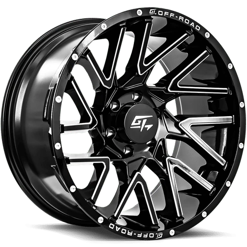 GT OFF-ROAD AGGRESSION GLOSS BLACK MILLED 20X9 +12 6X139.7MM 106.1MM