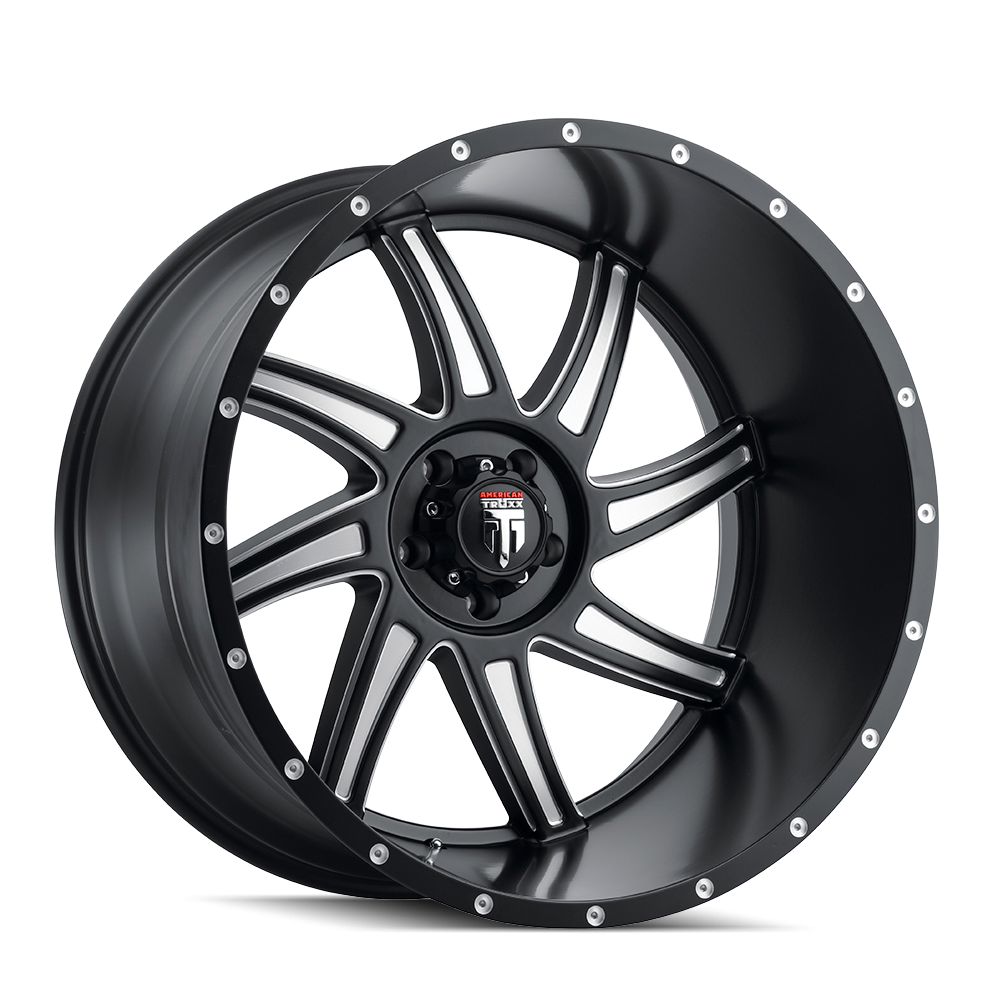 AMERICAN TRUXX VORTEX SATIN BLACK MILLED  20x10 -24 ET 6x135