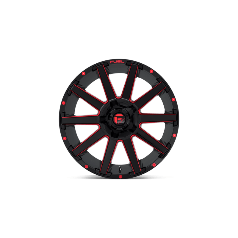 FUEL CONTRA GLOSS BLK WITH RED MILLING | 20X9 6X135/6X139.7 +20 106.1MM - TEXT US FOR CLEARANCE PRICE***