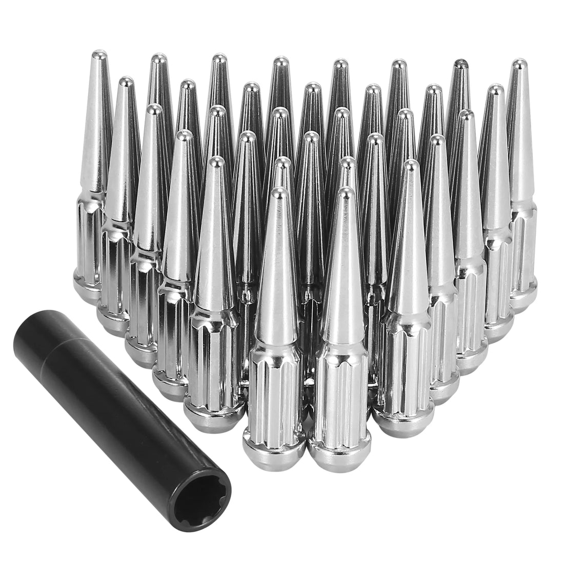 SPIKE LUG NUTS - CHROME CLOSED - 14x1.5 - 24 PACK