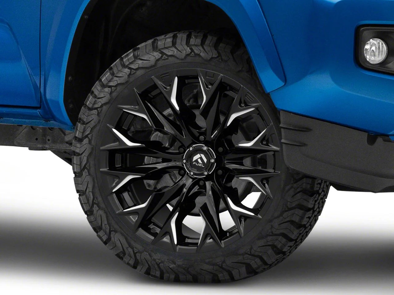 FUEL FLAME GLOSSY BLACK MILLED | 20X9 +20 6X135 87.1MM * TEXT FOR CLEARANCE PRICING