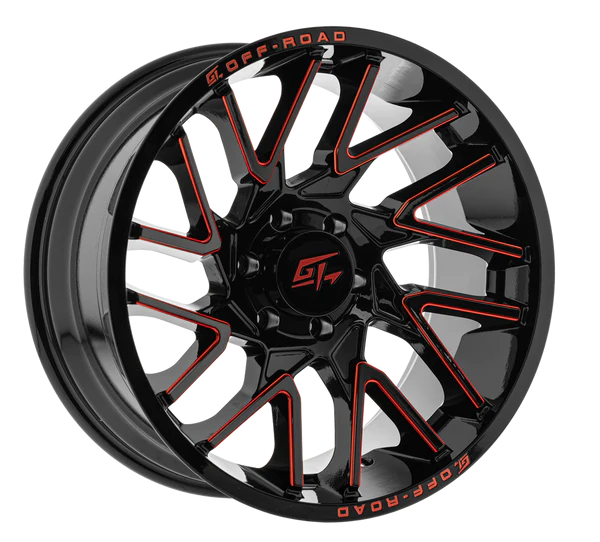 GT AGGRESSION GLOSS BLACK MILLED RED | 20X9 +12 6x135