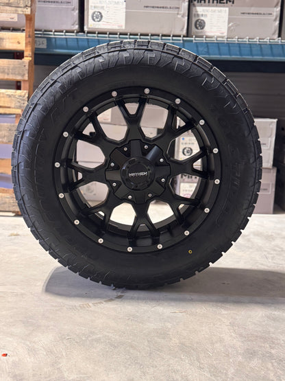 (SET OF FOUR) Mayhem Warrior 20x9 6x135/139.7 +18 Matte BLK | 275/60r20 Toyo Open Country AT3
