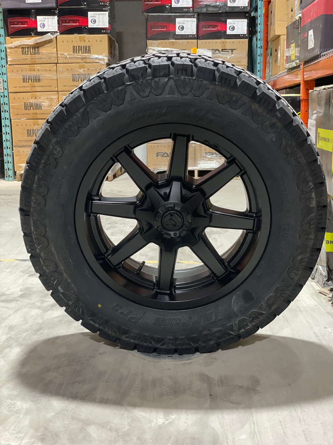 (SET OF FOUR) Fuel Maverick 20x9 8x165.1 +20 Matte BLK | 295/65r20 Amp Terrain Pro