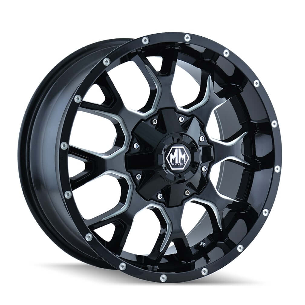 MAYHEM WARRIOR 8015 GLOSS BLACK MILLED | 18X9 8X180 +18 (124.1MM HUB)