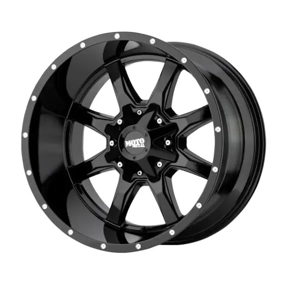 MOTO METAL MO970 GLOSS BLACK W/ SPOT MILLED LIP 18X10 -24 6X135/6X139.7 106.1
