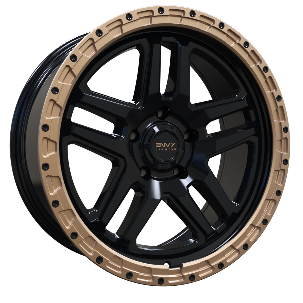 ENVY WHEELS FFT9 GLOSS BLACK/ BRONZE BEADLOCK | 20X8.5 8X170 +18 (124 ...