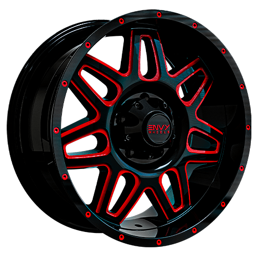 ENVY WHEELS ET 2 GLOSS BLACK WITH RED SIDE MILL